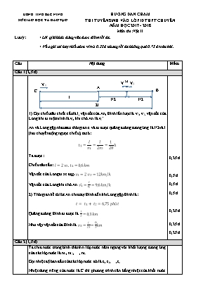 Đáp án đề thi tuyển sinh Lớp 10 THPT chuyên môn Vật lý - Năm học 2017-2018 - Sở giáo dục và đào tạo Bắc Ninh